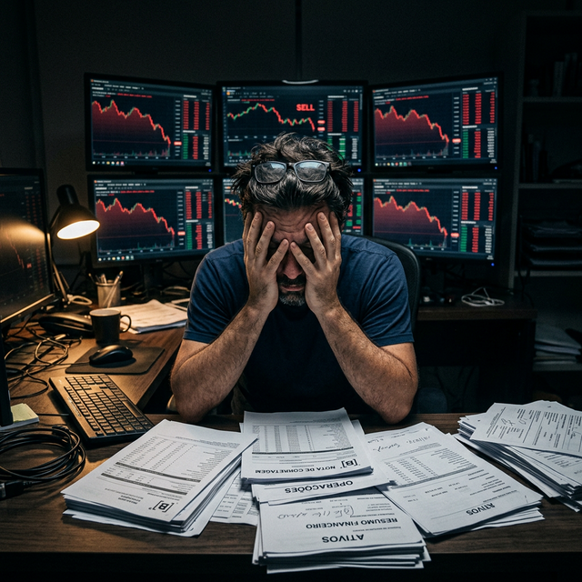 Trader confuso com inúmeras notas de corretagem